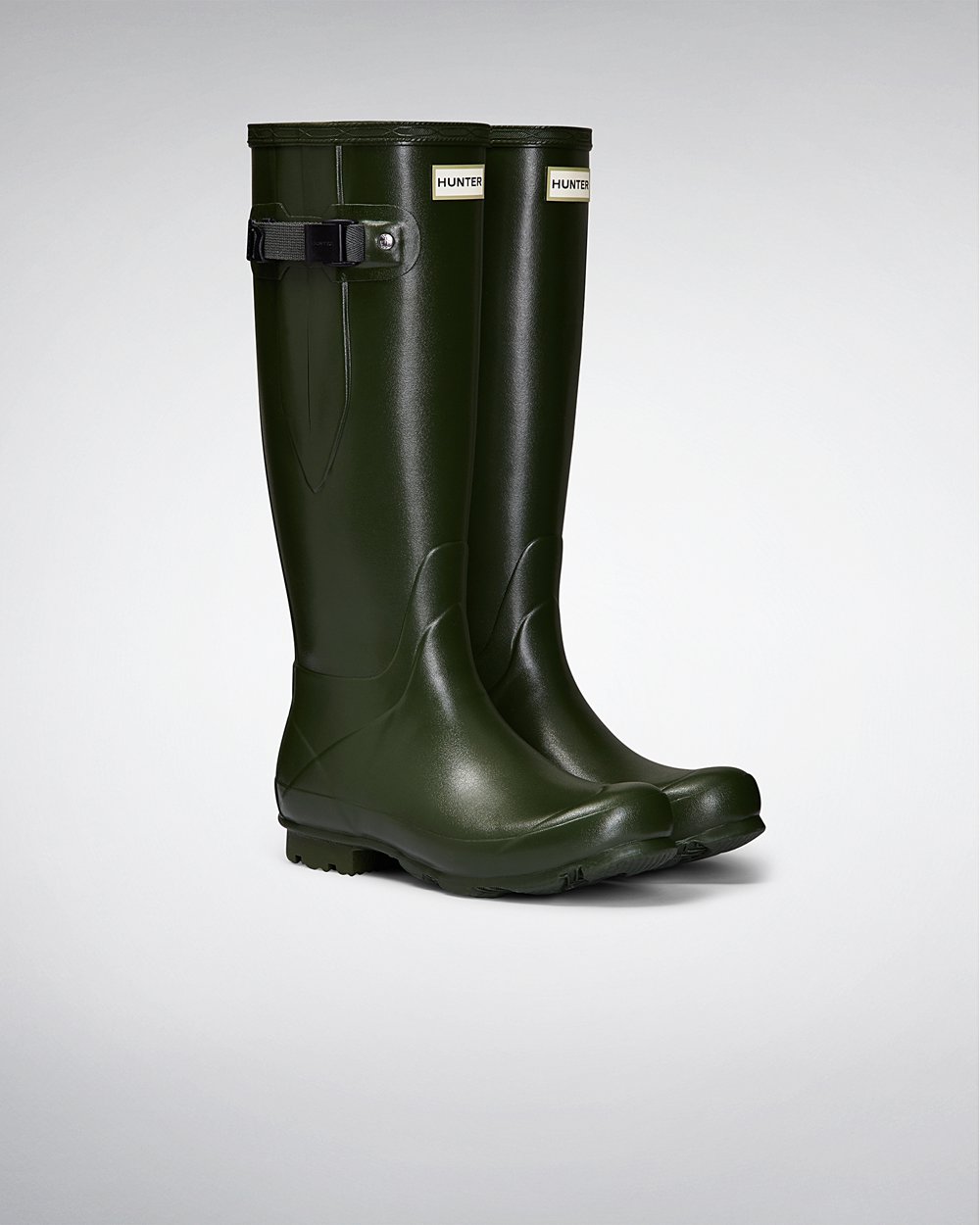 Hoge Regenlaarzen Dames - Hunter Norris Field Side Adjustable - Groen - 83QSDTGEP